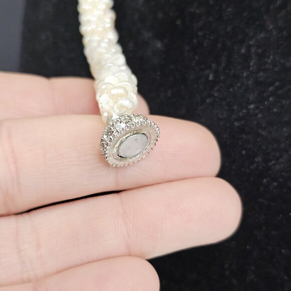 Authentic Freshwater Pearl Necklace And Bracelet Set Diamond ? Clasps VTG Read - Picture 9 of 13